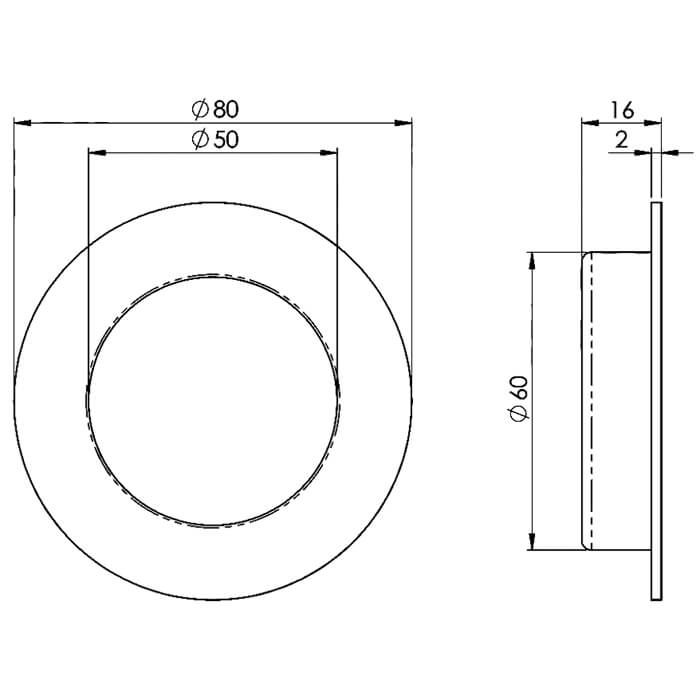 Carlisle Brass Eurospec Circular Flush Pull Handle - 80mm