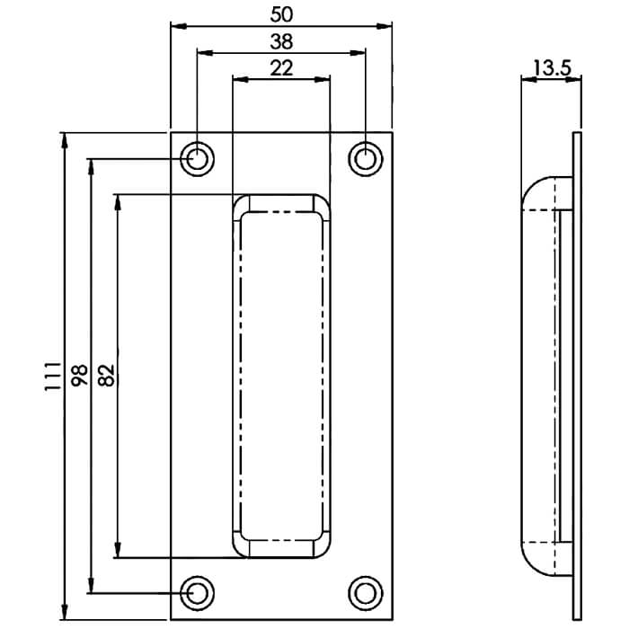 Carlisle Brass Eurospec Rectangular Aluminium Flush Pull Handle