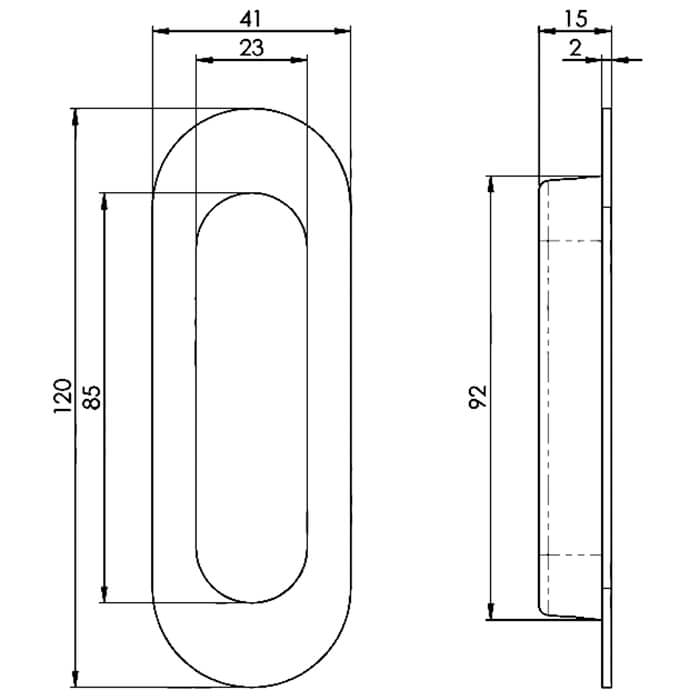 Carlisle Brass Eurospec Stainless Steel Radius Flush Pull Handle - 120 x 41mm