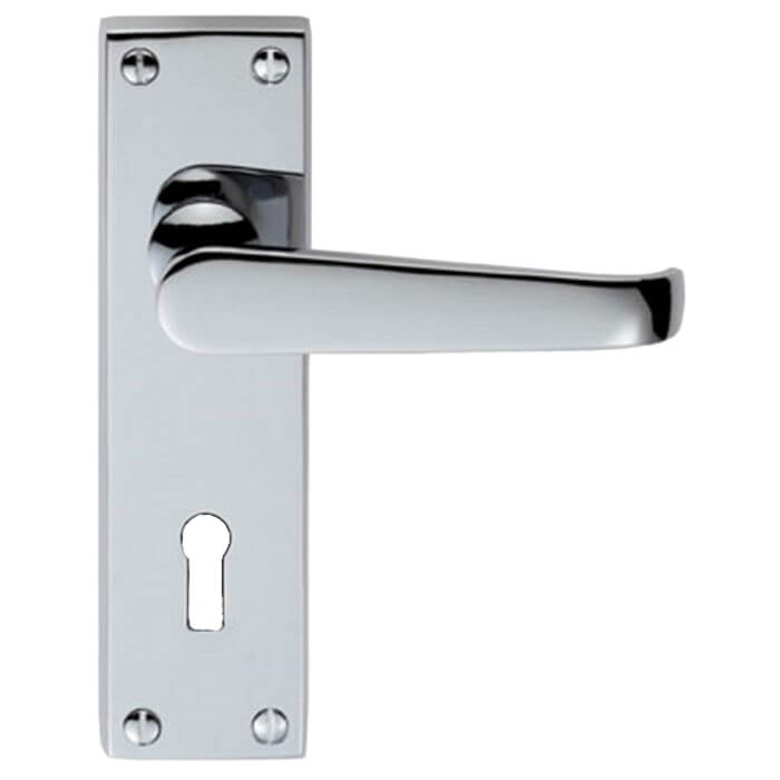 Carlisle Brass Victorian Lever Handle with Lock Profile on Backplate
