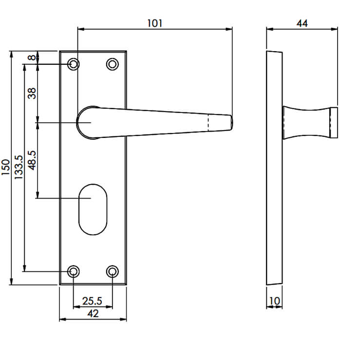 Carlisle Brass Victorian Lever Handle with Oval Lock Profile on Backplate