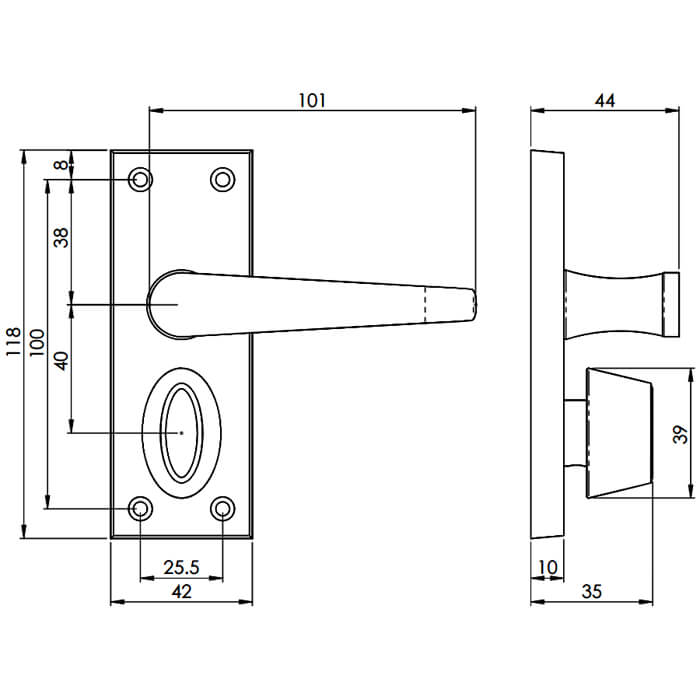 Carlisle Brass Victorian Lever Handle on Backplate with WC Privacy Lock