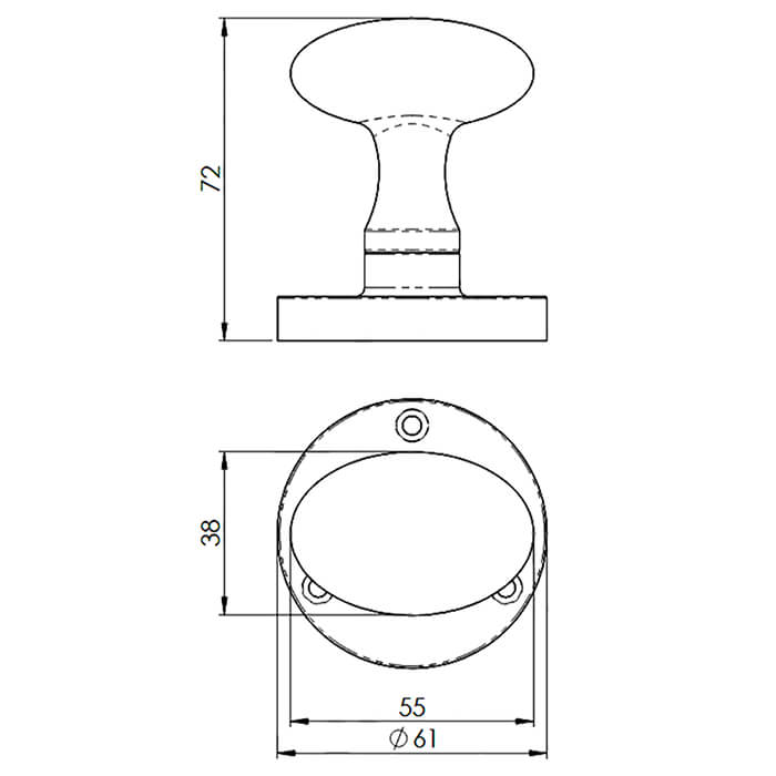 Carlisle Brass Smooth Oval Shape Mortice Knob