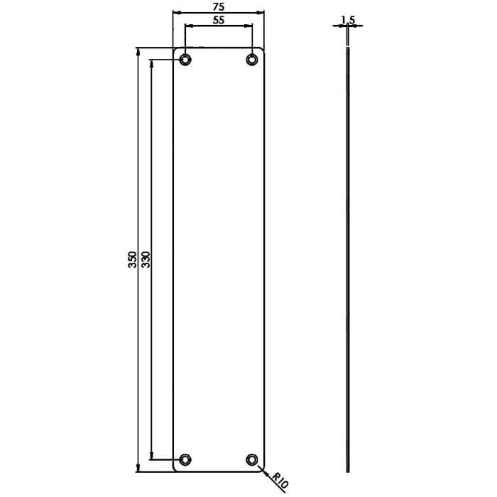 Carlisle Brass Eurospec 350 x 75mm Steelwork Stainless Steel Finger Plate