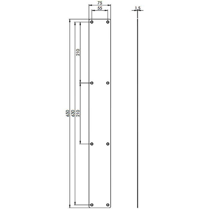 Carlisle Brass Eurospec 650 x 75mm Steelwork Stainless Steel Plain Finger Plate