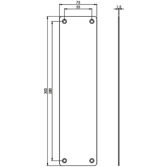 Carlisle Brass Eurospec Steelwork Stainless Steel Finger Plate - 300 x 75mm