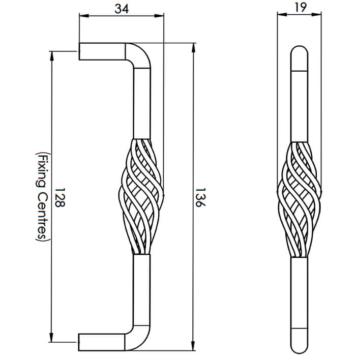 Carlisle Brass D-Type Steel Pull Handle with Oval Cage Design