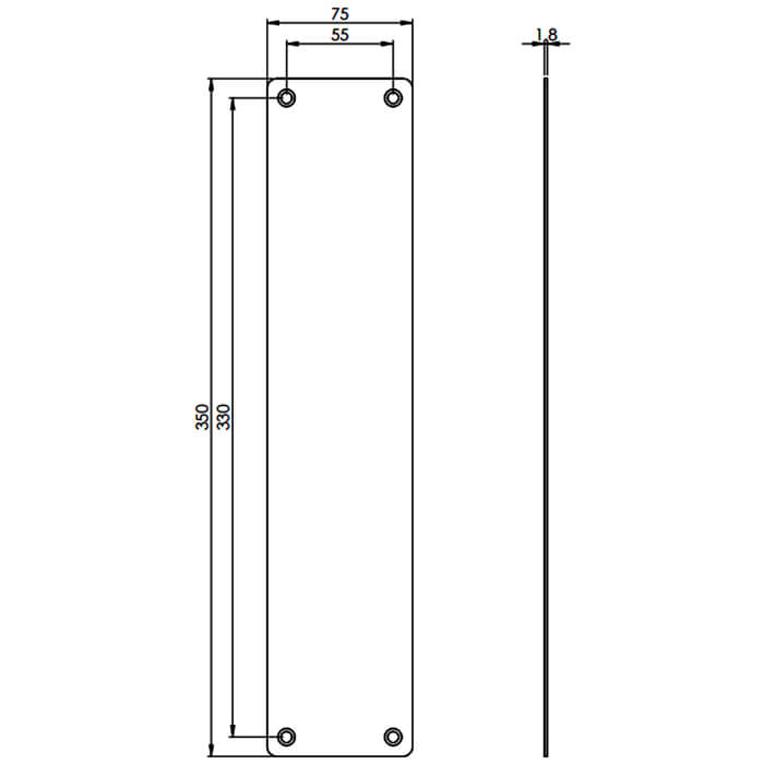 Carlisle Brass Eurospec Plain Satin Anodised Aluminium Finger Plate