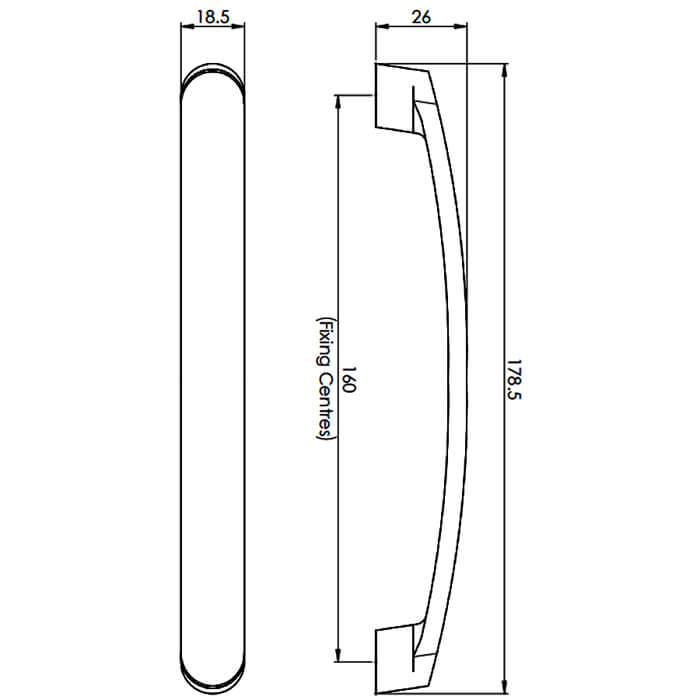 Carlisle Brass Radiused End Flat Bow Handle - Satin Nickel