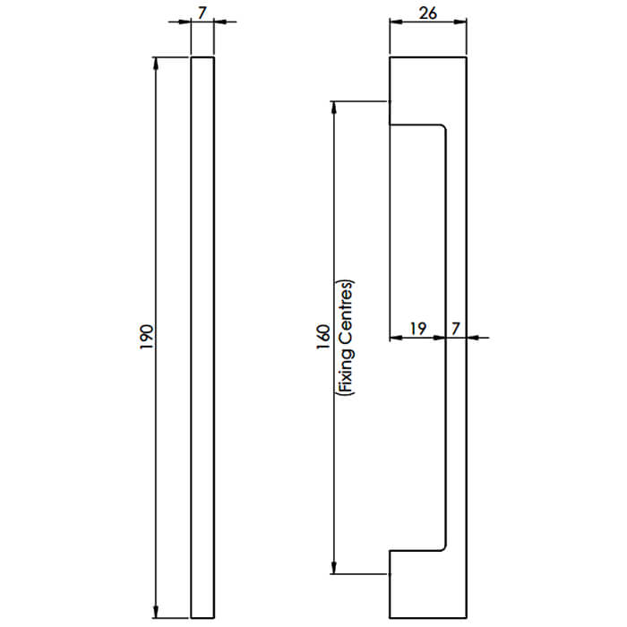 Carlisle Brass Contemporary Slimline D-Shaped Pull Handle