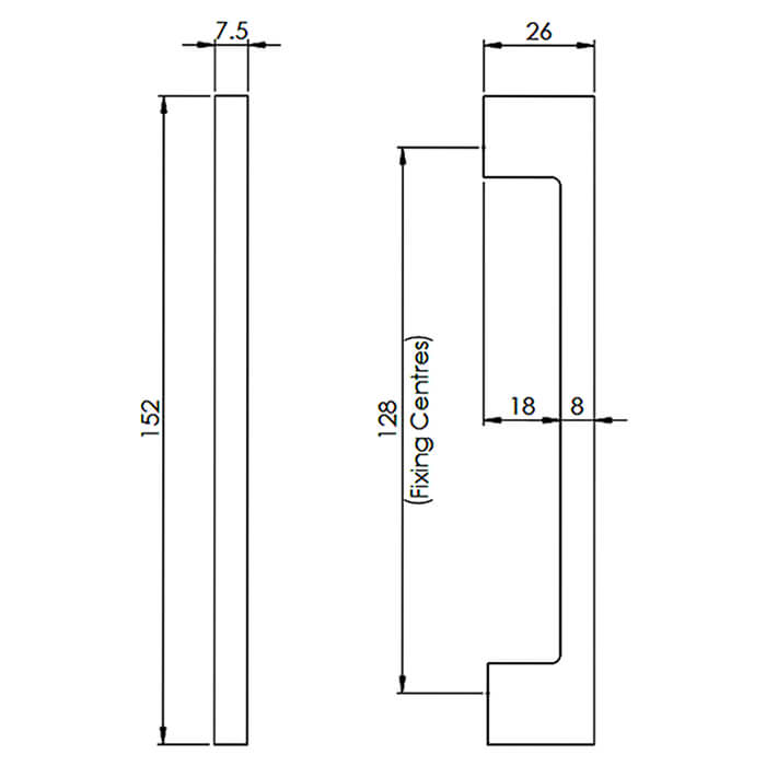 Carlisle Brass Slimline D-Shaped Pull Handle - 128mm