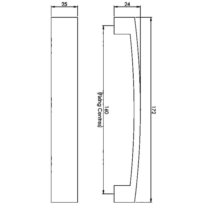 Carlisle Brass Curva 172 x 25mm Flat Fronted Curve Handle