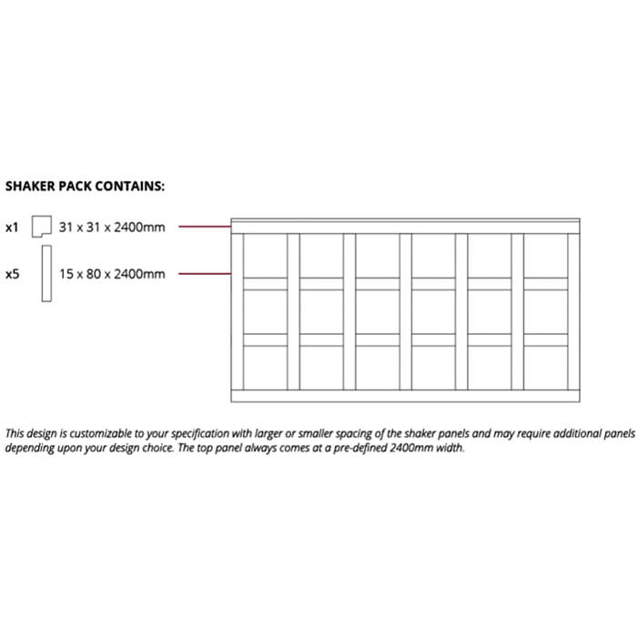 Deanta Shaker Wall Panelling Pack 2400mm - White Primed