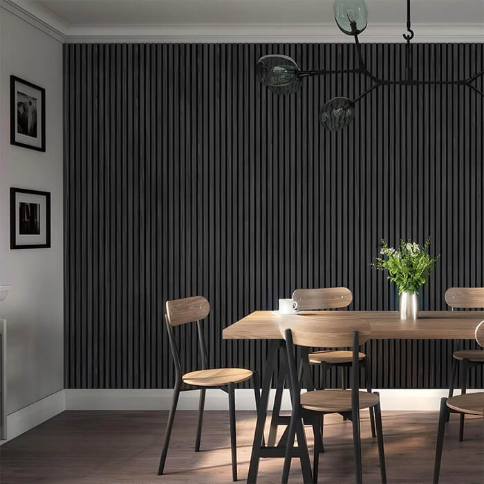 Deanta Immerse Acoustic Wall Panel Prefinished Dark Grey Ash 600 W x 2400mm L