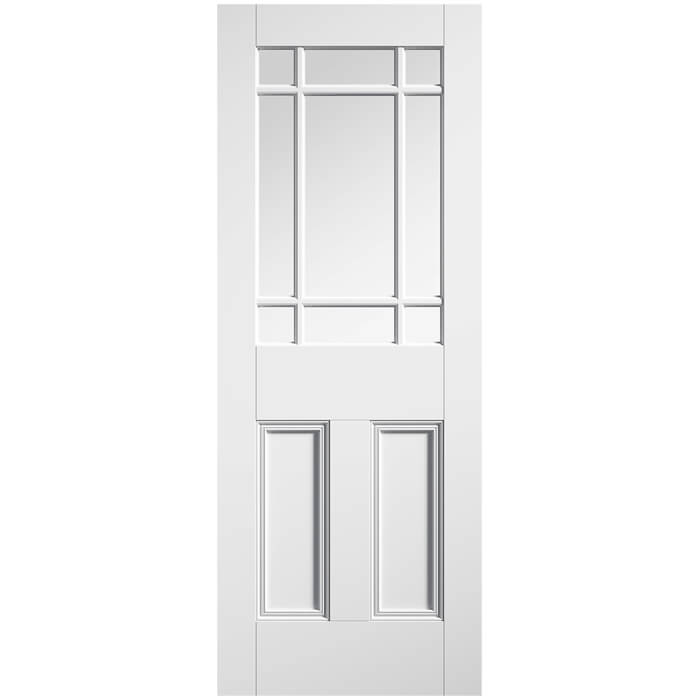 LPD Downham Internal Door with 2 Panel and 9 Clear Glazed light - White Primed