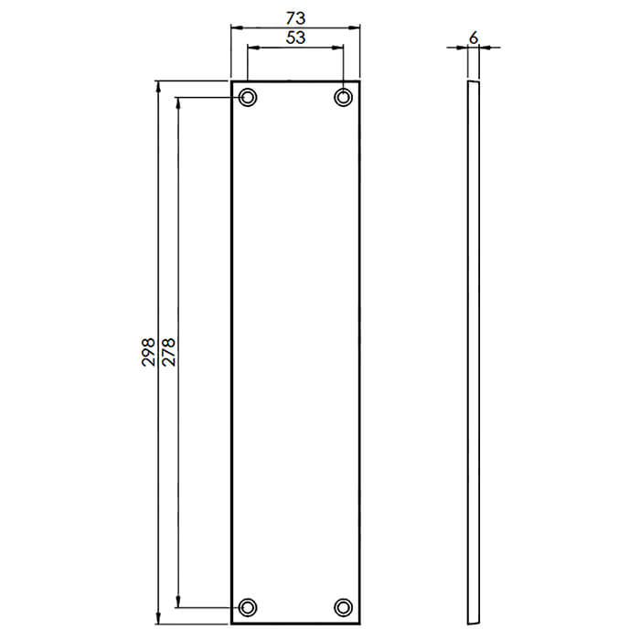 Carlisle Brass Traditional Plain Finger Plate - 298 x 73mm