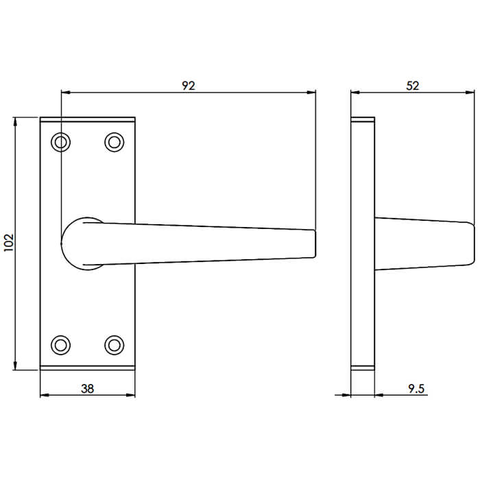 Carlisle Brass Eurospec Aluminium Mial Lever on Latch Backplate