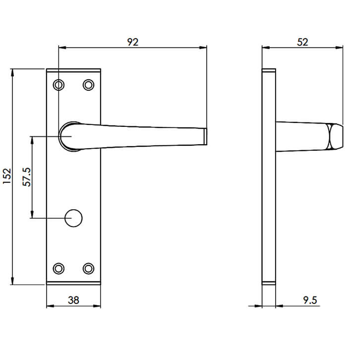 Carlisle Brass Eurospec Aluminium Mial Lever on Backplate - 152 x 38mm