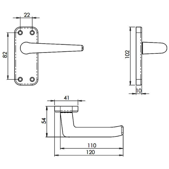 Carlisle Brass Eurospec Contract Aluminium Lever on Latch Backplate