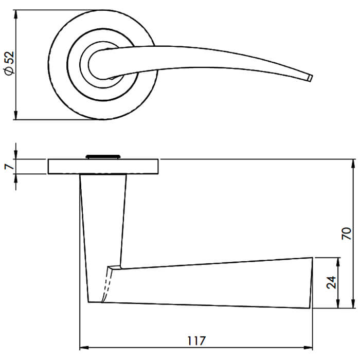 Carlisle Brass Eurospec Steelworx Volantes Arched Lever on Slim Round Rose