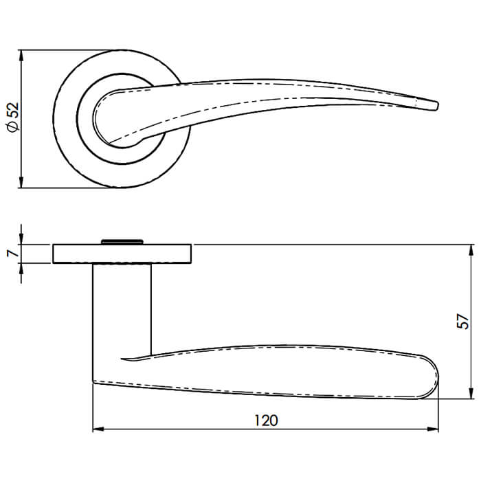 Carlisle Brass Eurospec Steelworx Tirolo Ergonomic Curved Lever on Concealed Rose