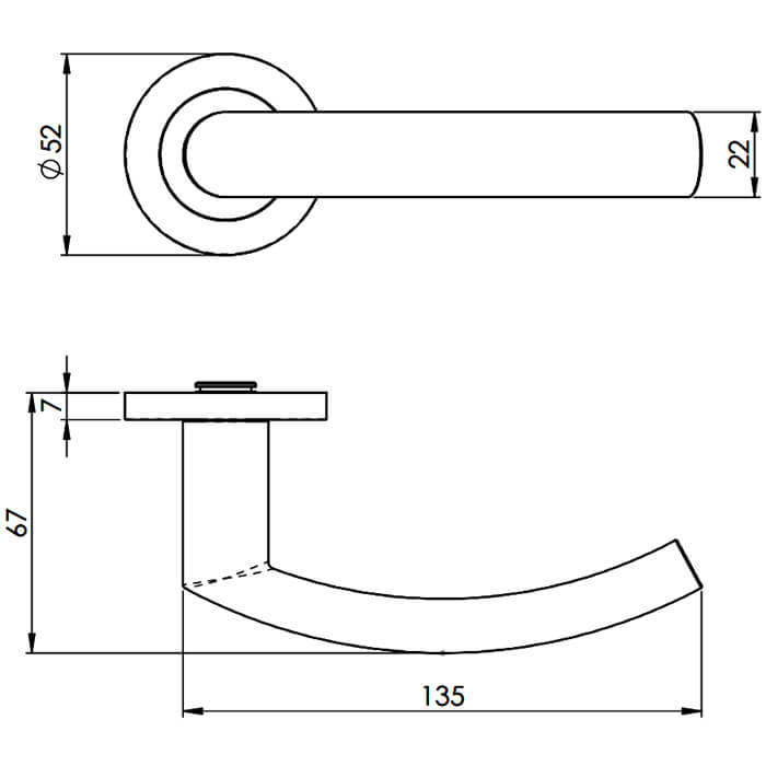 Carlisle Brass Eurospec Steelworx Scimitar Curved Rounded Lever on Round Rose