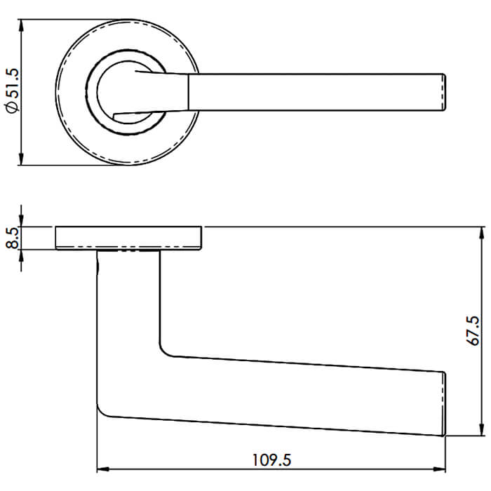 Carlisle Brass Serozzetta Uno Straight Lever Handle on Concealed Round Rose