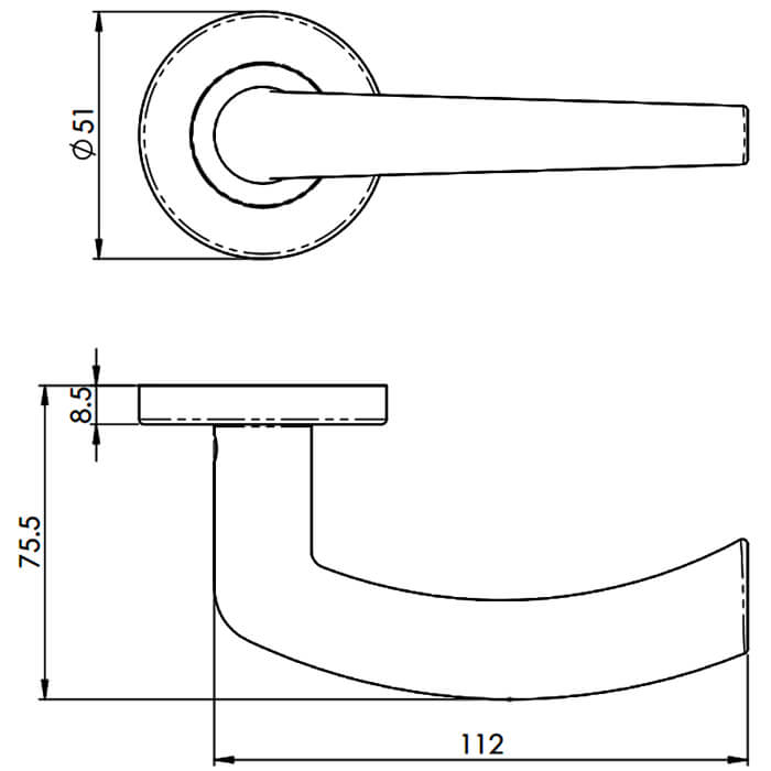 Carlisle Brass Serozzetta Dos Curved Oval Profile Lever on Round Rose