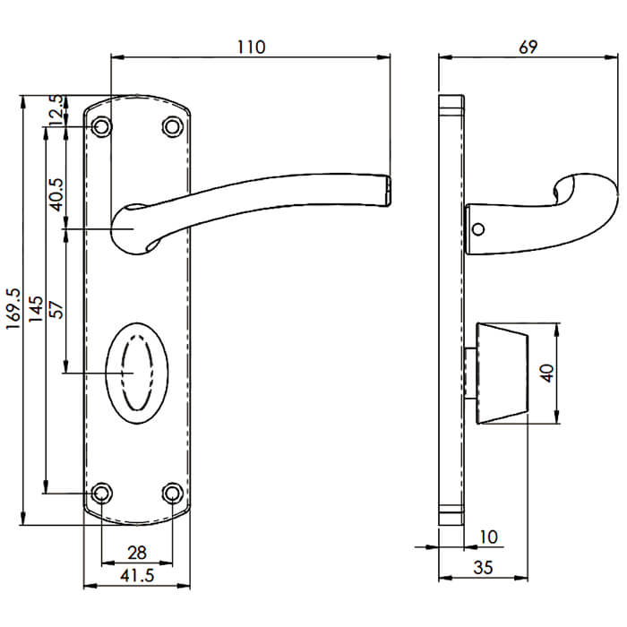 Carlisle Brass Serozzetta Cuatro Lever with Privacy Lock on Backplate