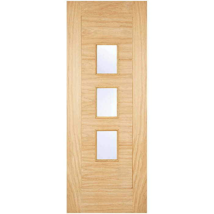 LPD Arta External Door with 4 Panel and 3 Frosted Glazed light - Unfinished oak