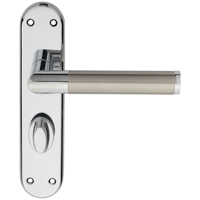 Carlisle Brass Serozzetta Scope Round Bar Lever with Privacy Lock on Backplate