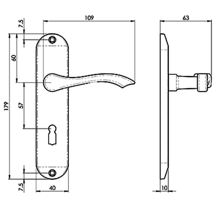 Carlisle Brass Serozzetta Geometric Lever with Lock Profile on Angular Backplate
