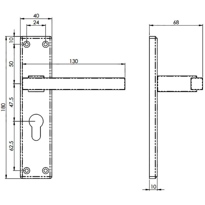 Carlisle Brass Serozzetta Stratus Straight Lever with Euro Profile on Backplate