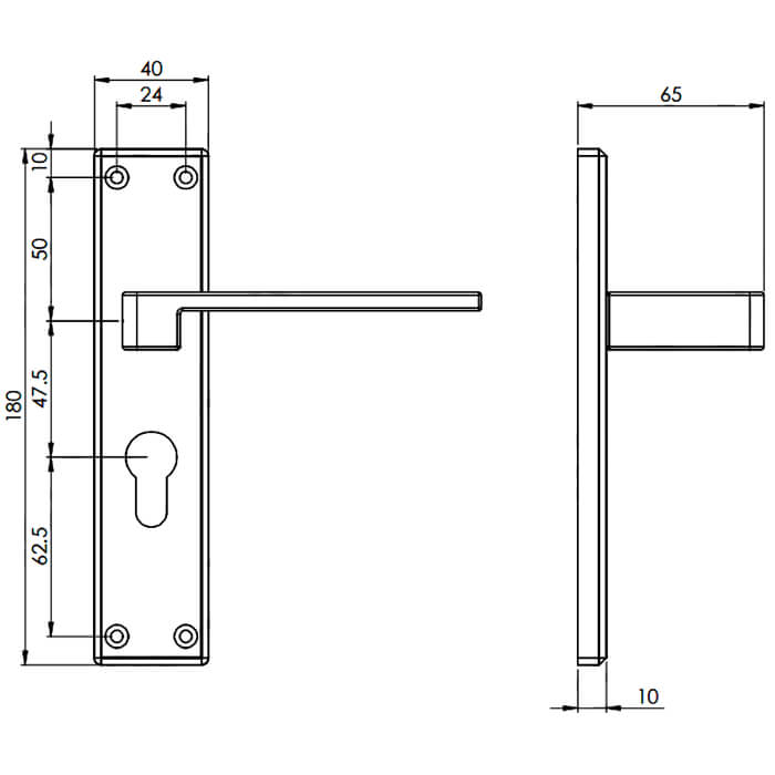 Carlisle Brass Serozzetta Equi Square Lever with Euro Profile on Backplate