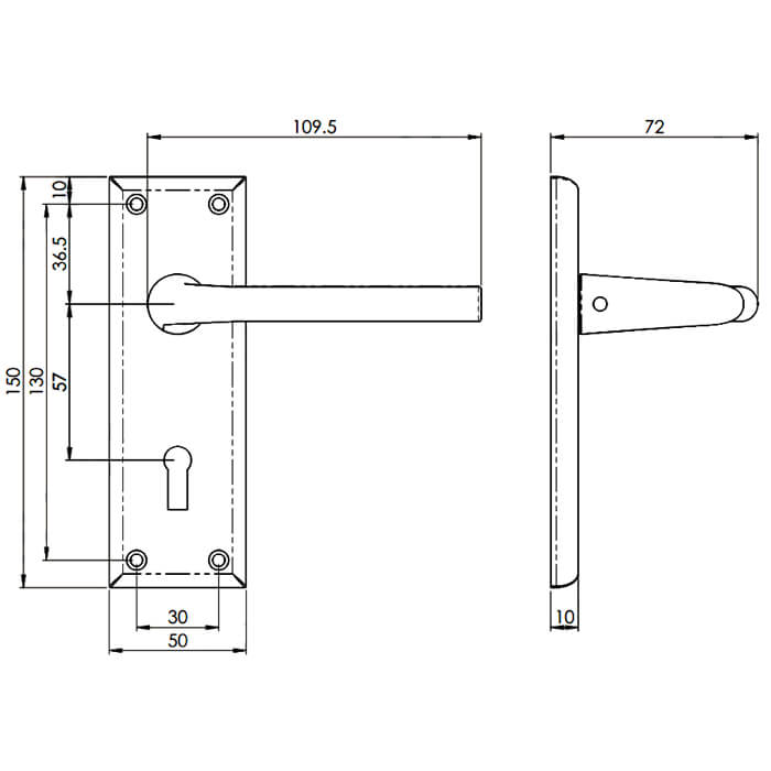 Carlisle Brass Serozzetta Dieci Straight Lever with Lock Profile on Backplate