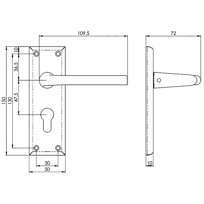 Carlisle Brass Serozzetta Dieci Straight Lever with Euro Profile on Backplate