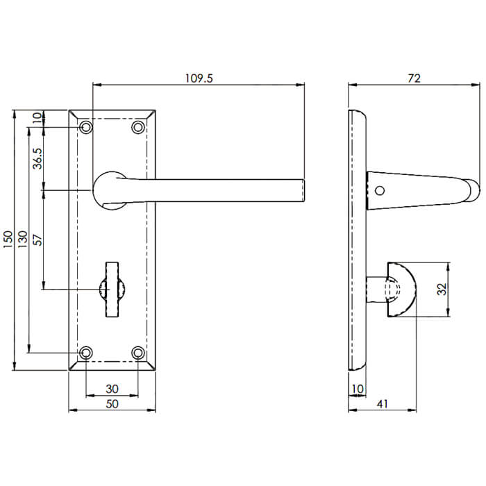 Carlisle Brass Serozzetta Dieci Bathroom Lever Handle with Privacy Lock