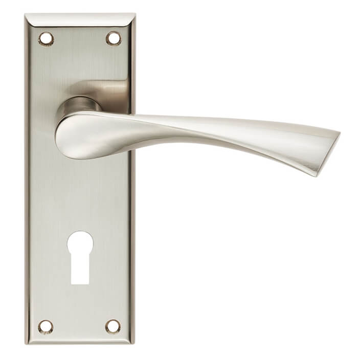 Carlisle Brass Serozzetta Venti Twist Lever Handle with Lock Profile on Backplate