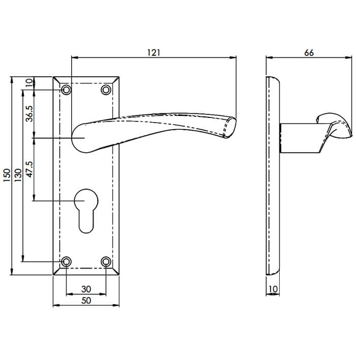 Carlisle Brass Serozzetta Venti Twist Lever Handle with Euro Profile on Backplate