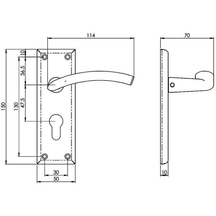 Carlisle Brass Serozzetta Trenta Arched Lever with Euro Profile on Backplate