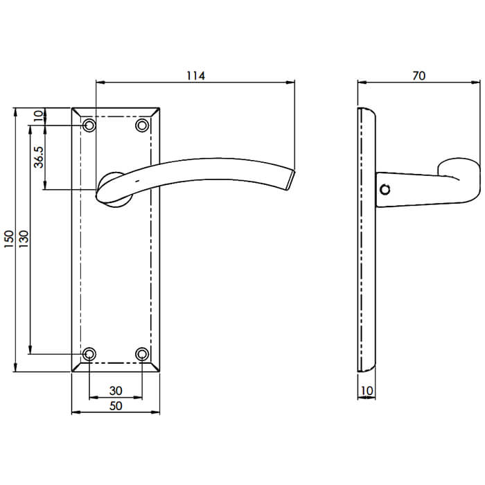 Carlisle Brass Serozzetta Trenta Arched Lever on Latch Backplate