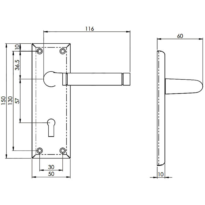 Carlisle Brass Serozzetta Quaranta Dual Finish Lever with Lock Profile on Backplate