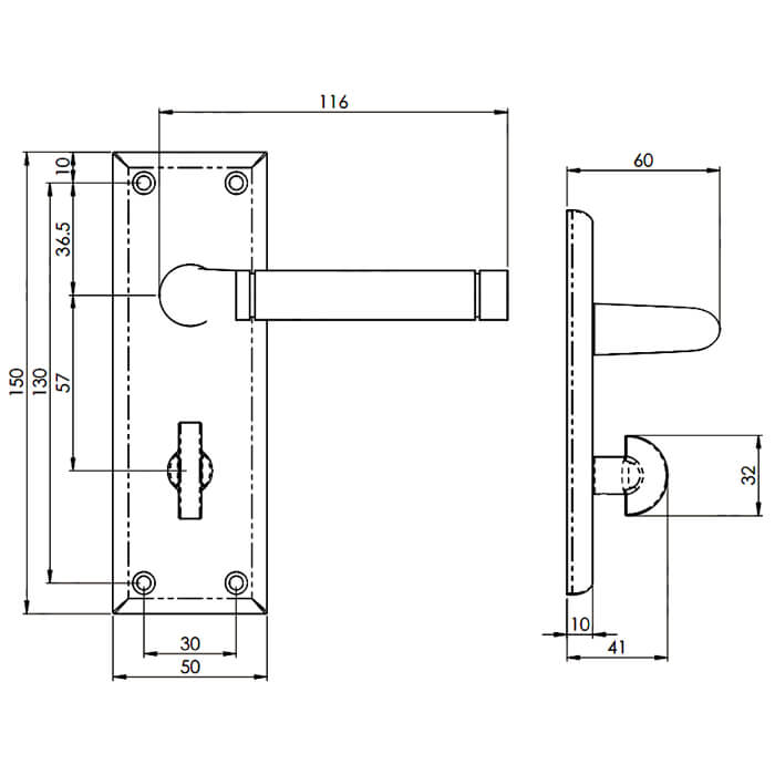Carlisle Brass Serozzetta Quaranta Dual Finish Lever with Privacy Lock