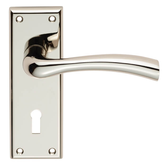 Carlisle Brass Serozzetta Cinquanta Curved Lever with Lock Profile on Backplate