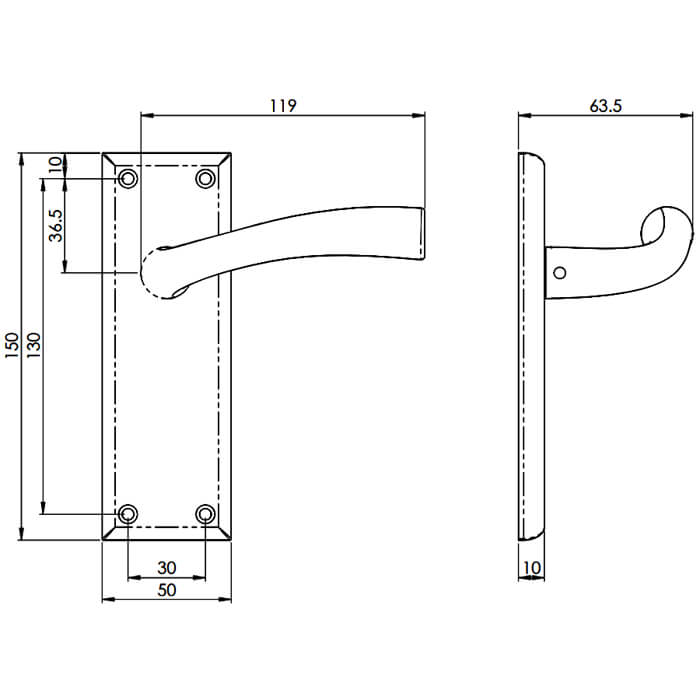 Carlisle Brass Serozzetta Cinquanta Curved Lever Handle on Latch Backplate