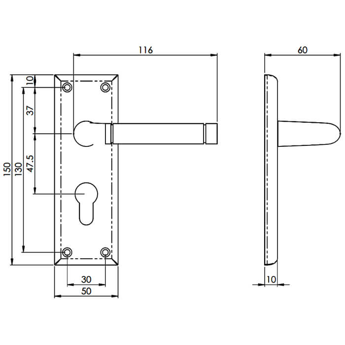 Carlisle Brass Serozzetta Quaranta Dual Finish Lever with Euro Profile on Backplate
