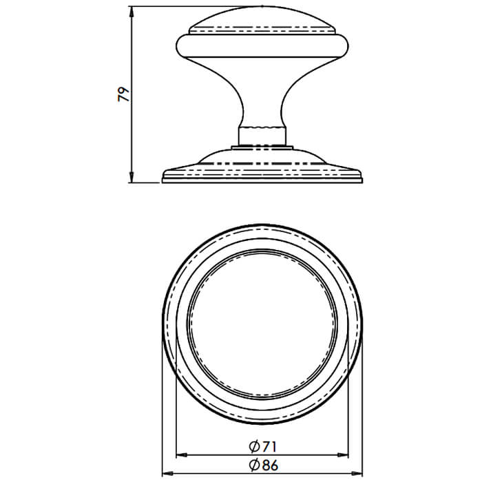 Carlisle Brass Mushroom Centre Door Knob with Tiered Rose