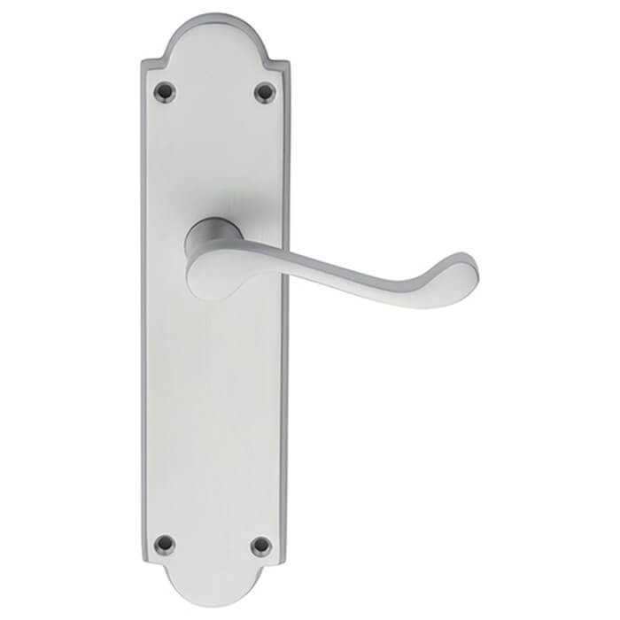 Carlisle Brass Victorian Scroll Lever with Latch on Shaped Backplate