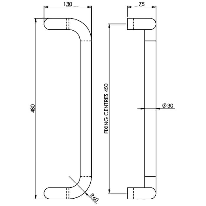 Carlisle Brass Eurospec Steelworx Contemporary Cranked Pull Handle