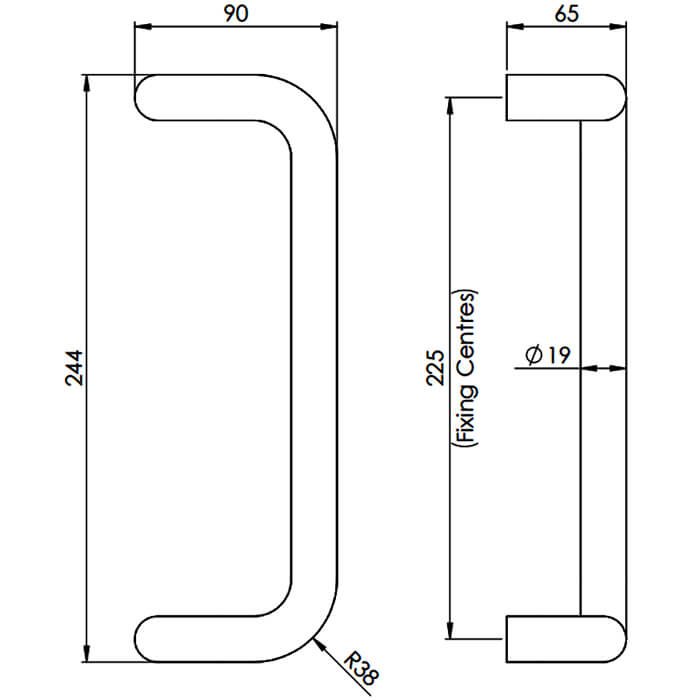 Carlisle Brass Eurospec Steelworx Contemporary Cranked Pull Handle